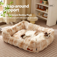 Lit pour animaux de compagnie lavable, lit pour chat, lit pour chien en velours doux, lit pour chat chaud d'hiver, maison pour chat amovible, canapé pour animaux de compagnie, tapis de couchage antidérapant, grand modèle