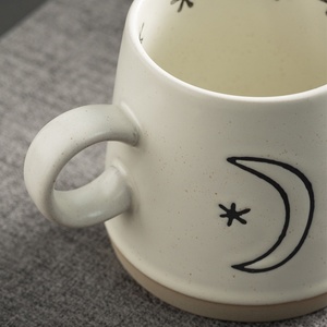 Mug à café en céramique à motif soleil et lune, tasse de style peinte à la main pour la maison, le bureau, la cafétéria et le thé du matin - Product Image 2