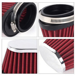 Filtre à air pour moto 51/55/60mm conique en maille rouge pour admission avant, ajustement universel - Product Image 5