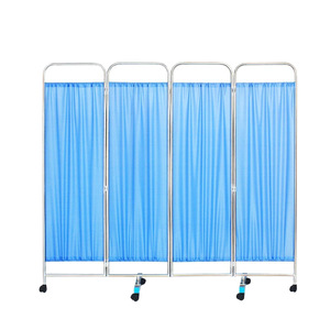 Separador de ambientes plegable de acero inoxidable con tela impermeable y ruedas silenciosas para uso en el hogar, hospitales y clínicas. - Product Image 3
