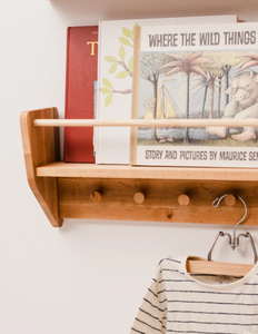 Decoración arte Babyroom decoración madera guardería estantes niños pared estantería con gancho - Product Image 5