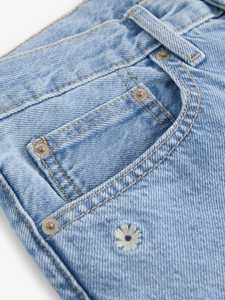 Pantalones Vaqueros de Mezclilla Lavados de Cintura Alta para Mujer, Estilo Casual de Verano, Bordados con Flores, con Botones, Ropa de Calle Elegante, Alta Calidad OEM - Product Image 6