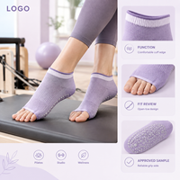 Chaussettes de studio antidérapantes à bout ouvert, coupe basse, avec grip intégral pour le pilates, ajustement parfait, gradation de taille, lavables