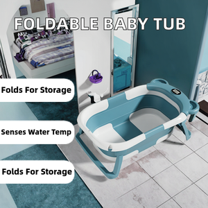 Nouvelle arrivée : <span class=keywords><strong>Baignoire</strong></span> <span class=keywords><strong>pliable</strong></span> pour bébé, écologique, en plastique, pour la maison et les voyages, <span class=keywords><strong>avec</strong></span> capteur de température et <span class=keywords><strong>coussin</strong></span> - Product Image 2