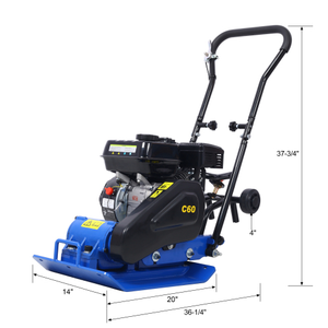เครื่องอัดดินก๊าซ5600VPM 212cc 6.5HP แผ่น20X14นิ้วในตัวล้อตามมาตรฐาน EPA 6.5HP บังคับให้สั่นสะเทือน fcj