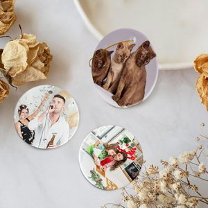 3 Inch Round Circle Custom Sublimation Blank <b>Ceramic</b> Christmas <b>Ornaments</b> Flat Christmas <b>Ornament</b> - Product Image 6
