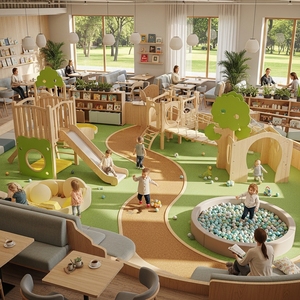 Parque Infantil Interior con Temática de Café, Estructura de Juego para Niños con Tobogán y Piscina de Pelotas para Diseño de Cafetería o <span class=keywords><strong>Restaurante</strong></span> - Product Image 5