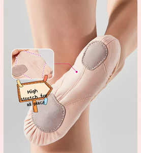 Chaussons de danse classique en toile rose chair à jointure fendue pour femmes, semelle souple, chaussons de <span class=keywords><strong>ballerine</strong></span> extensibles pour filles - Product Image 3