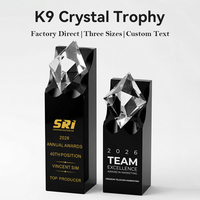Trophée en cristal personnalisé, base noire, pilier transparent, gravé, plaque de reconnaissance des réalisations d'entreprise, cadeaux personnalisés