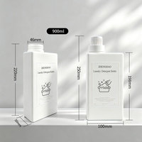 Botol Deterjen Cair Pelembut Pakaian Plastik HDPE Putih Persegi Panjang 900ml Mewah Modern Kustom
