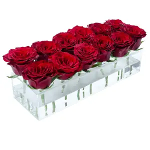 Kotak bunga mawar segar akrilik obral besar pabrik Yageli kotak pelindung kustom kotak bunga akrilik