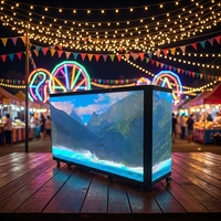 P2.6 Cabine DJ portable pliable à LED, table de DJ 500x1000mm, cabine DJ de scène pour soirée DJ