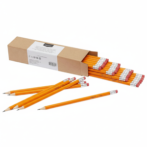 Lápices Preafilados Naranja para el Aula, 2 Unidades, con Gomas de Borrar, Grafito HB, Paquete Económico de 30 Unidades, Lápices Mecánicos en Caja de Madera - Product Image 2