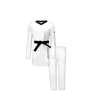 ชุดเทควันโด Goregain <span class=keywords><strong>WTF</strong></span> รุ่นใหม่ สีดำ คอเสื้อแบบ Unisex ผลิตจากผ้าโพลีเอสเตอร์ผสมสแปนเด็กซ์ สำหรับฝึกซ้อม สามารถสั่งตัดได้ - Product Image 4
