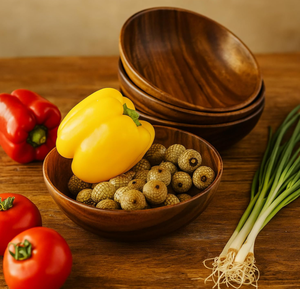 गर्म बिक्री की गुणवत्ता वाले देहाती हस्तनिर्मित किचनवेयर लकड़ी के सलाद कटोरे भोजन के लिए लकड़ी के सलाद कटोरे - Product Image 4