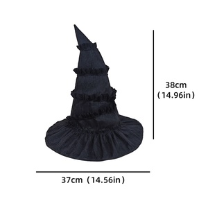 Nuevo Sombrero de Bruja Negro con Volantes de Encaje 2026, Disfraz Mágico para Cosplay, Halloween, Fiestas y Actuaciones Escénicas - Product Image 6