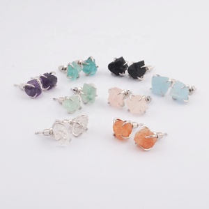 <span class=keywords><strong>Boucles</strong></span> <span class=keywords><strong>d</strong></span>'<span class=keywords><strong>oreilles</strong></span> minimalistes en argent plaqué pour femmes, avec pierres précieuses naturelles, <span class=keywords><strong>7</strong></span> <span class=keywords><strong>chakras</strong></span>, cirine, cristal de guérison - Product Image 4