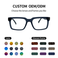 SHIAN SAO18 Monturas de Gafas Ópticas Unisex Cuadradas de Acetato con Aro Completo, Personalizables, con Lentes de PC para Todas las Formas de Rostro