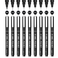 Stylos marqueurs fins à pointe fine noirs, encre imperméable, micro-marqueurs fins pour le dessin, ensemble de stylos d'art pour les fournitures d'artistes