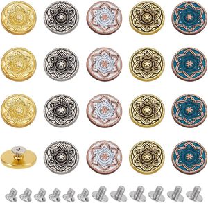 AHANDMAKER Rivets décoratifs en métal de différentes couleurs, motif floral vintage, boutons à vis plats et ronds pour loisirs créatifs - Product Image 1