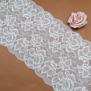 150 Yds/Roll Knitted Stretch Lace Trim Nylon Spandex Tulle Embellished Mesh Fabric for Lingerie and Wedding Dresses