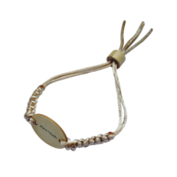 Etiqueta de madera programable NFC pulsera logotipo personalizado nudo cierre cuerda RFID poliéster cordón fino joyería pulsera para evento