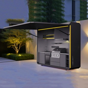 Outdoor Folding Kitchen Integrated Home Stainless Steel <b>Mirror</b>-Finish Movable Mini Kitchen Smart Appliances - Product Image 1