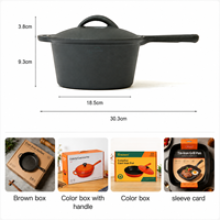 Casserole en fonte avec couvercle, pré-assaisonnée, pour la cuisine et l'utilisation en restaurant