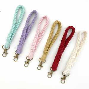 Chaîne de téléphone portable simple en tissu tressé, cordon en coton tressé fait main, dragonne, porte-clés, pendentif décoratif à suspendre - Product Image 5