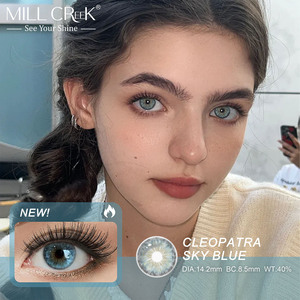 คอนแทคเลนส์สีขายส่ง Cleopatra 2.0 สีฟ้า สีเขียว สีเทา สีน้ำตาล และสีฟ้าซีรีส์สกายบลู คละสี รับผลิตแบรนด์ส่วนตัว พร้อมส่ง ขนาด 14.2 มม. แบบ OEM - Product Image 1