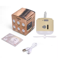 3-in-1 LED-Campinglampe & Ventilator mit Batteriebetriebener Mückenspray- und Wassersprühfunktion, Wasserdichtes Outdoor-Reisezubehör
