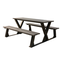 Table de pique-nique commerciale en bois pour l'extérieur, ensemble de mobilier de jardin, table basse de patio avec banc à vendre