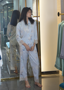 Women's <strong>Silky</strong> Satin Pajamas, Button up Long Sleeve PJ Set Pajamas Women's Sleepwear Short and <strong>Top</strong> - Product Image 6