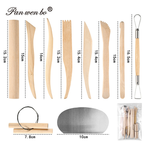 Panwenbo Lot de 10 outils de sculpture en poterie souple avec détail en bois Couteau en bois fin Ensemble combiné d'outils en argile pour sculpture à la main - Product Image 2