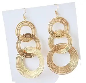 C513 Exaggerated retro sexy gold geometric multi-layer metal hoop earrings for women unique nightclub studs and earrings