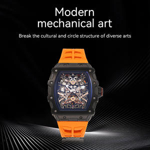 <span class=keywords><strong>Orologio</strong></span> Meccanico <span class=keywords><strong>Automatico</strong></span> Scheletrato in Acciaio Inox Personalizzato, Placcato Nero, 3ATM, con Cinturino in Gomma per Uomo e <span class=keywords><strong>Donna</strong></span> - Product Image 2