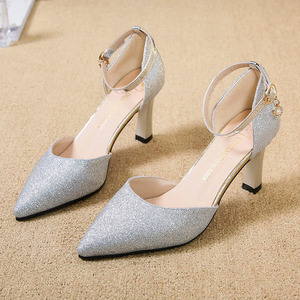 YSMARKET Elegante Damen-Prinzessinnen-Bürosandalen, Schwarz-<span class=keywords><strong>Gold</strong></span> PU-Obermaterial, Dicker Absatz, Schnallenverschluss, Winter-Studenten-Geburtstagsgeschenk - Product Image 2