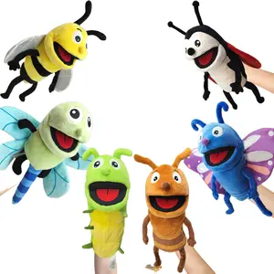 Allogogo 40 cm Karikatur Insekten Plüsch-Handpuppen Kinder pädagogische Geschichtenerzählung Biene Schmetterling Libelle Plüschpuppe