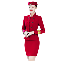 Uniforme de stewardesse, costume, accepte les designs personnalisés, ensembles d'uniformes de pilote de compagnie aérienne avec chapeau