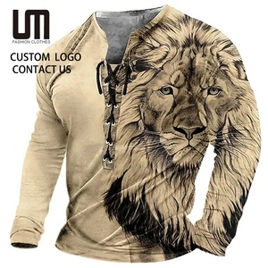 Оптовая продажа, лидер продаж, новые модные мужские повседневные топы с <span class=keywords><strong>3D</strong></span>-принтом животных, футболка с длинным рукавом - Product Image 1