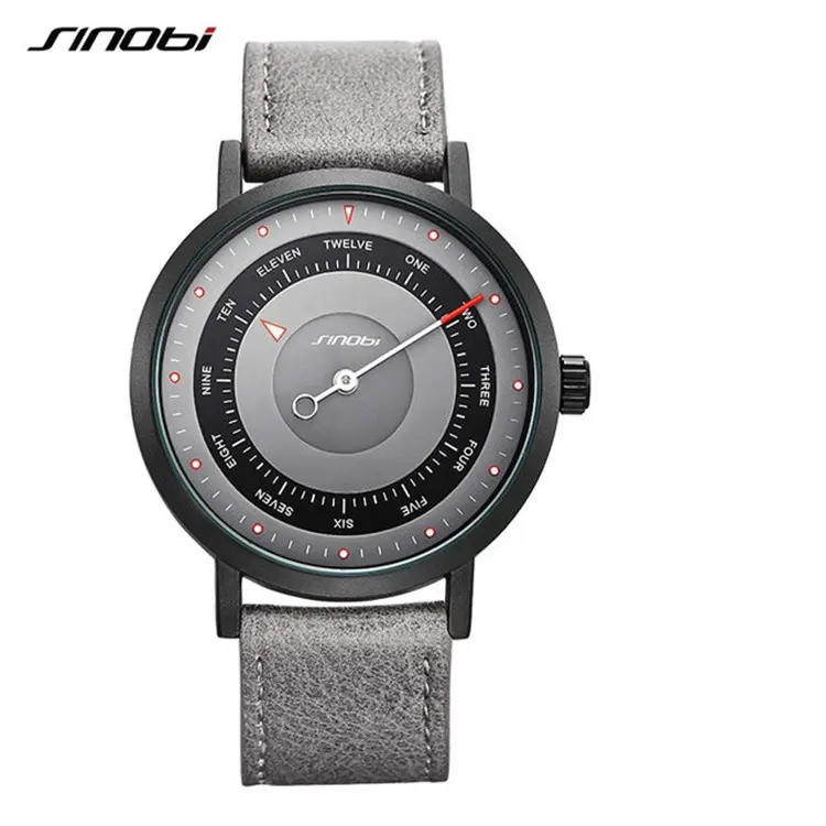SINOBI 9809 Leather Strap Watches For Men 2019 Newest Wrist Watches Fashion Water Resistant Clock Man Watch