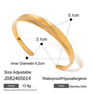 Brazalete de Acero Inoxidable con Baño de Oro 18K, Estilo Hip Hop Europeo Americano, Diseño Irregular Martillado Ondulado, para Mujer, Estilo Punk, Ideal para Fiestas - Product Image 5