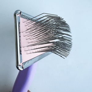 Thiết kế mới Pet grooming công cụ bằng gỗ xử lý dài Pin slicker bàn chải cho chó - Product Image 3