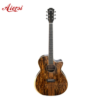 Aiersi Brand Colour Pearl Inlaid Glossy Armrest Exotic Bocote Wood Acoustic Guitar High Grade Handmade Folk Musical Instrument