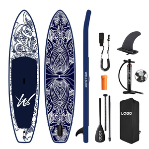 Double Layer Drop Stitch RACE SUP 12'6/381cm Board Racing Supboard Paddle <b>Inflatable</b> With US Race Fin DARK BLUE CAMOUFLAGE Drop - Product Image 2