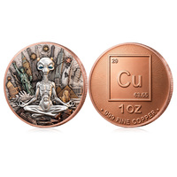 Pièce de monnaie Alien 1 OZ en cuivre fin plaqué 999, médaillon d'art extraterrestre, article de souvenir, fournitures d'artisanat, vente en gros en vrac