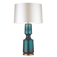Lampe de Chevet LED Moderne avec Base en Verre Blanc Élégant et Abat-jour en Tissu, Lampe de Salon en Porcelaine AC pour Hôtel, Lumière Chaude Douce 2700K