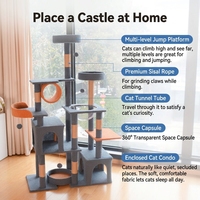 Arbre à chat en bois de 162 cm avec lit intégré, tour d'escalade multi-niveaux pour chats de grande taille, design personnalisé