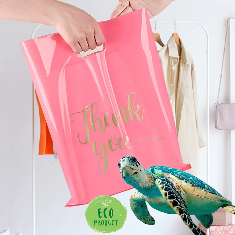 पर्यावरण के अनुकूल biodegradable शॉपिंग प्लास्टिक बैग पैकेजिंग के लिए कपड़े कस्टम मुद्रित डिजाइन अपने खुद के लोगो धन्यवाद आप प्लास्टिक बैग