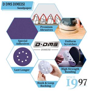 D DMS DIMEISI Q22T Customized Professional Wholesale 125mm No Hole <strong>Hook</strong> <strong>and</strong> <strong>Loop</strong> 320Grit Film Sanding Discs - Product Image 4